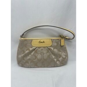 Coach Y2K Signature Logo Tan & Beige Patent Leather Small Handbag